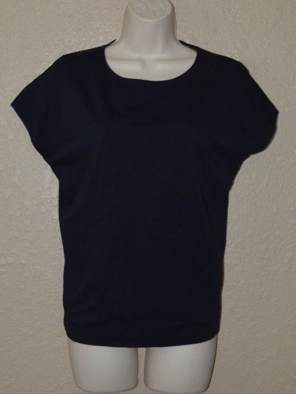 NWT $295 Sz S Jil Sander Navy Cap Sleeve Top Blouse T-Shirt